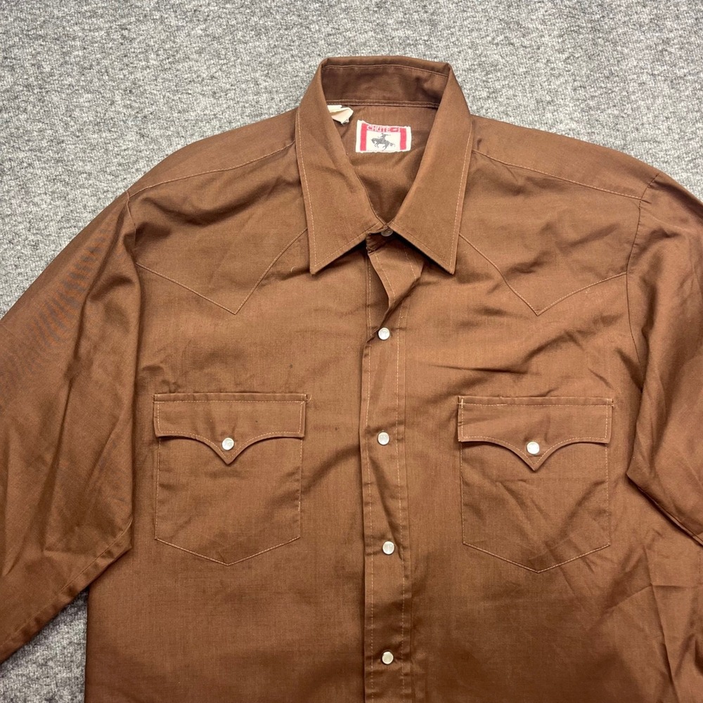 Vintage Chute 1 Shirt Mens M? Brown Western Pearl Snap Long Sleeve‎ Cowboy Yoke - Picture 3 of 16